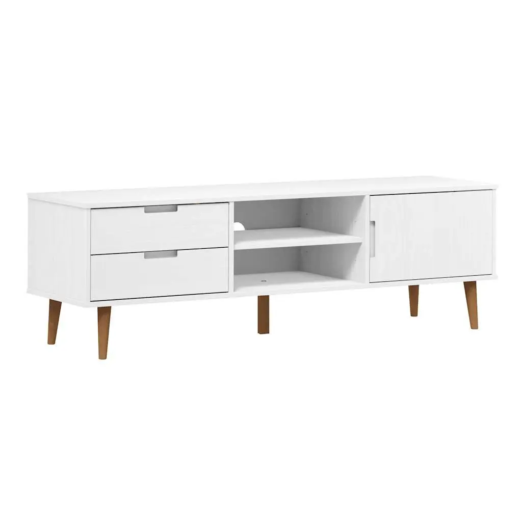vidaXL TV-benk MOLDE hvit 158x40x49 cm heltre furu