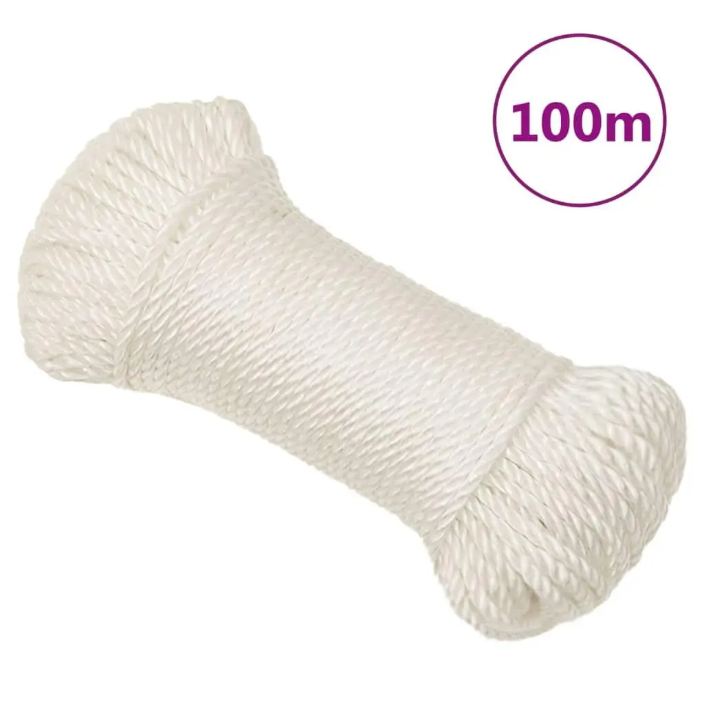 vidaXL Arbeidstau hvit 6 mm 100 m polypropylen