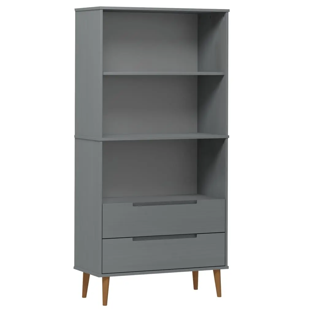 vidaXL Bokhylle MOLDE grå 85x35x170,5 cm heltre furu