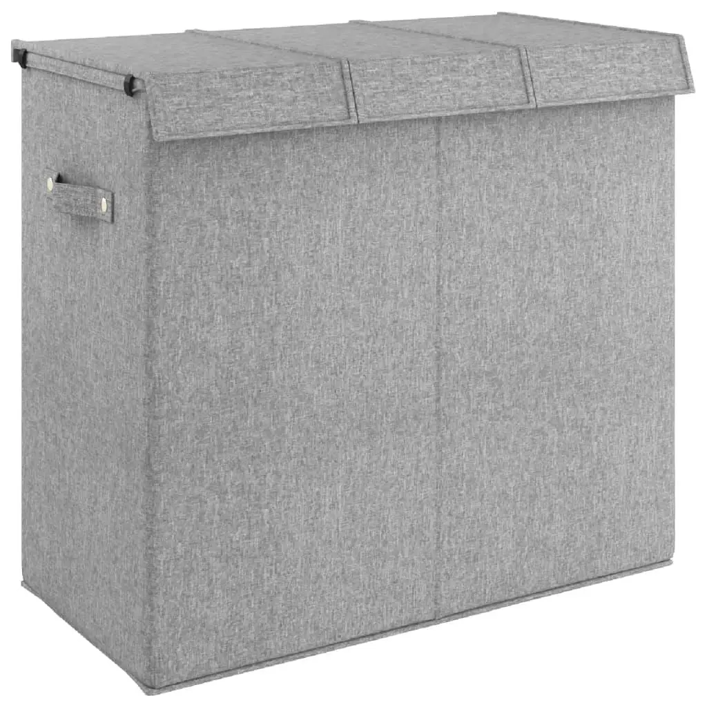 vidaXL Sammenleggbar vaskekurv grå 64,5x34,5x59 cm imitert linstoff