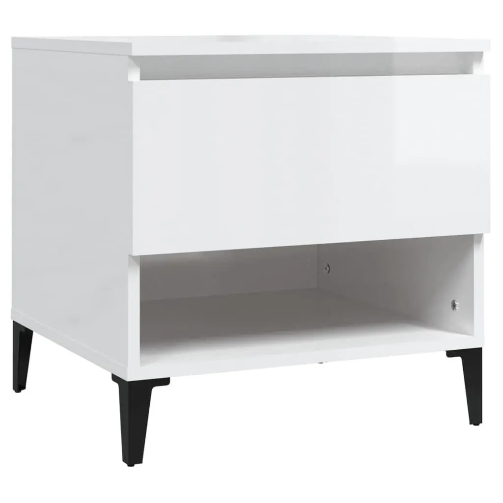 vidaXL Sidebord høyglans hvit 50x46x50 cm konstruert tre
