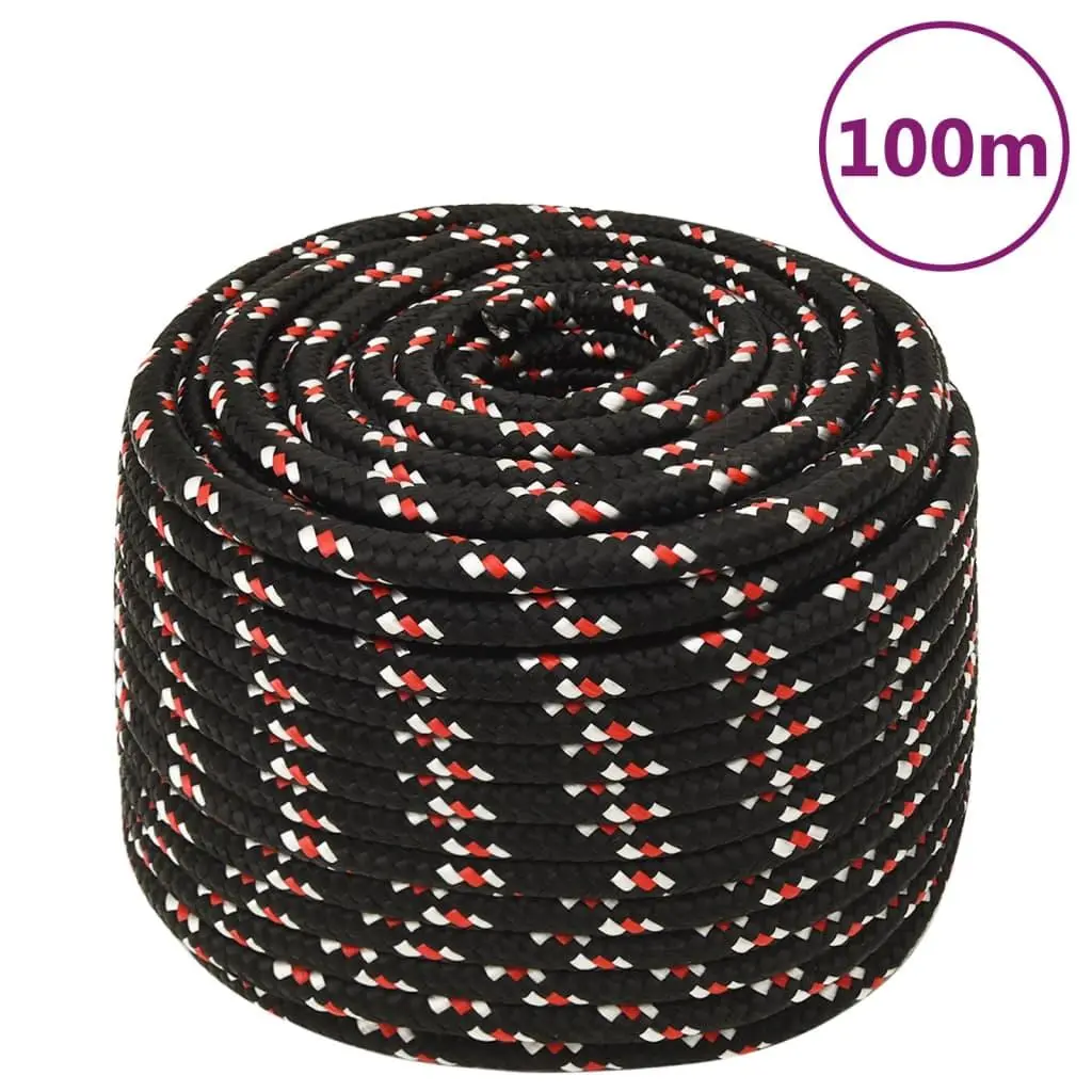 vidaXL Båttau svart 12 mm 100 m polypropylen