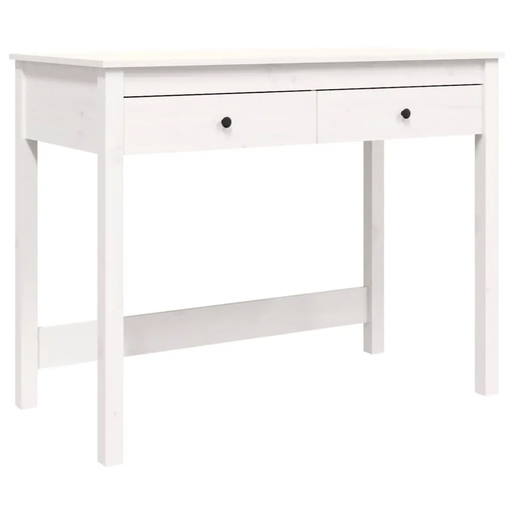 vidaXL Skrivebord med skuffer hvit 100x50x78 cm heltre furu