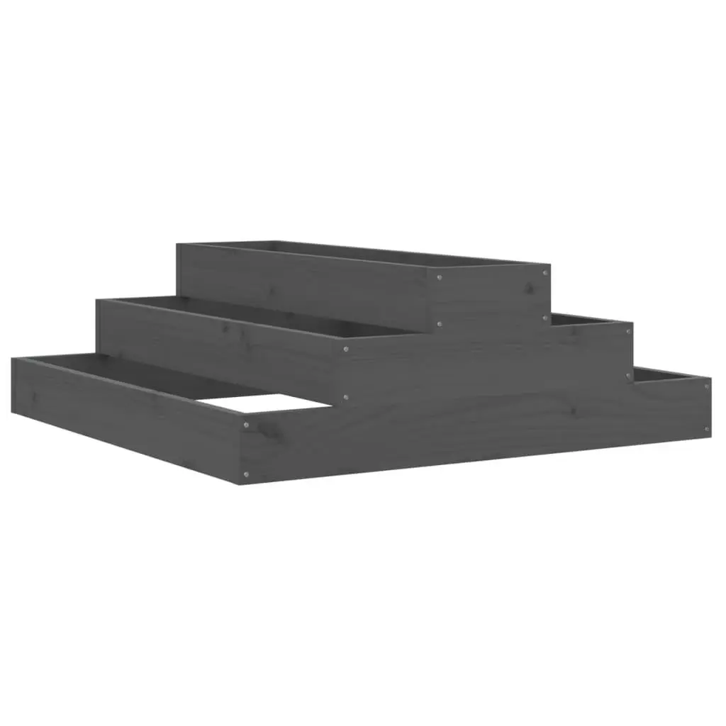 vidaXL Plantekasse grå 80x80x27 cm heltre furu