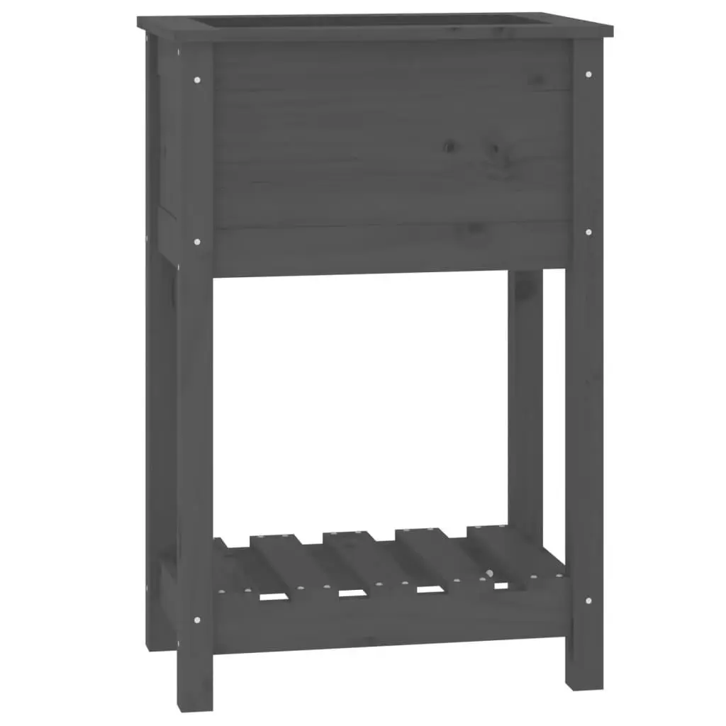 vidaXL Plantekasse med hylle grå 54x34,5x81 cm heltre furu