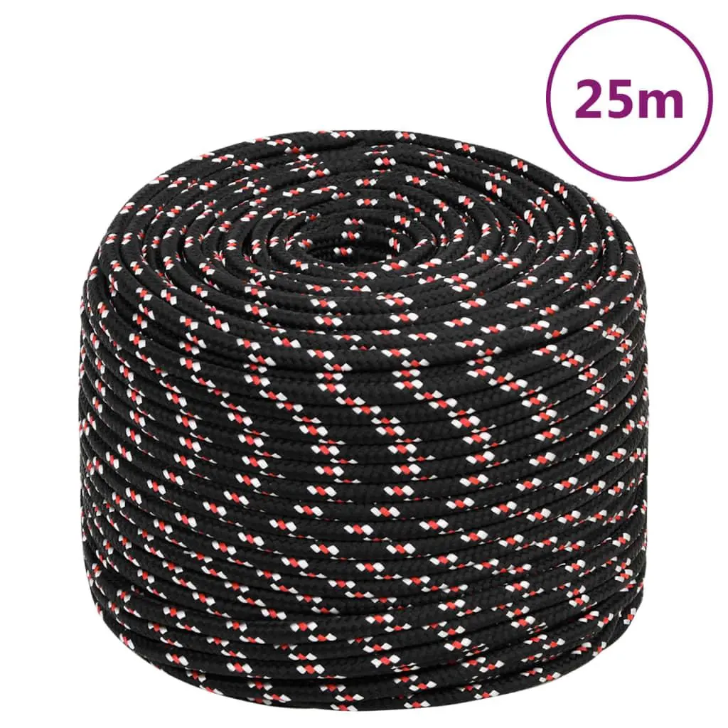 vidaXL Båttau svart 6 mm 25 m polypropylen