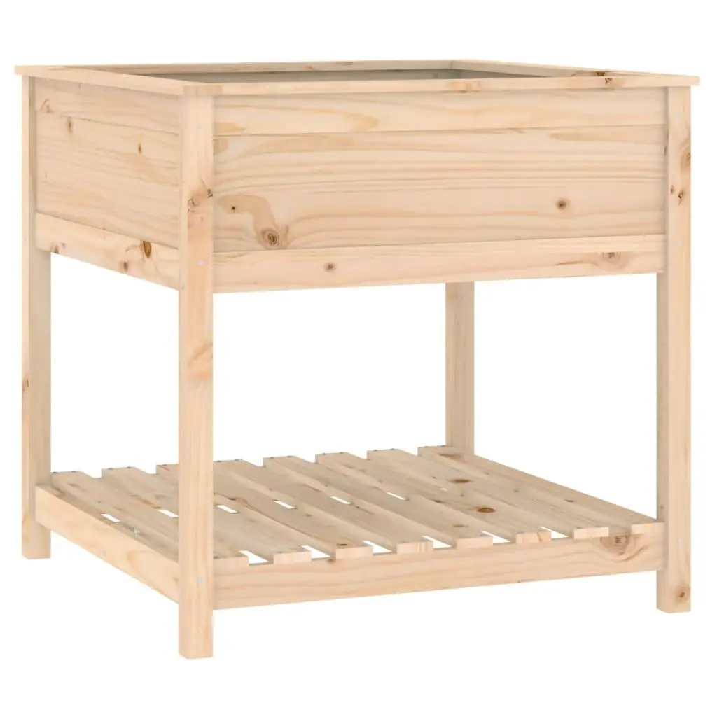 vidaXL Plantekasse med hylle 82,5x82,5x81 cm heltre furu