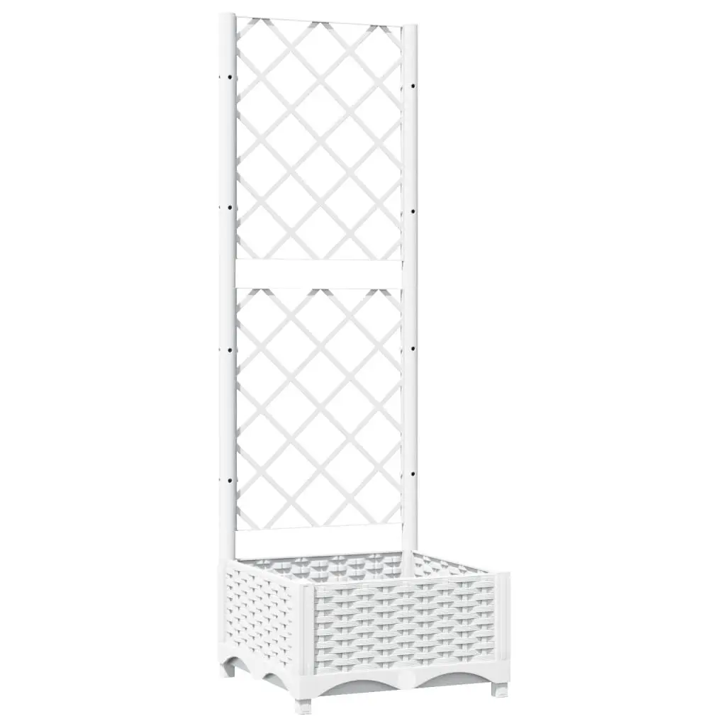 vidaXL Plantekasse med espalier hvit 40x40x121,5 cm PP