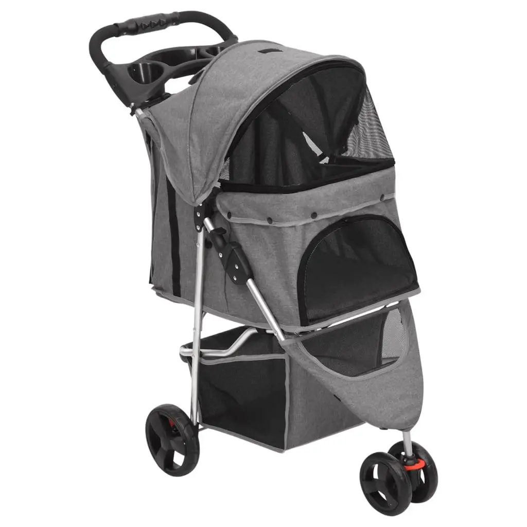 vidaXL Hundevogn sammenleggbar grå 80x46x98 cm oxford-stoff