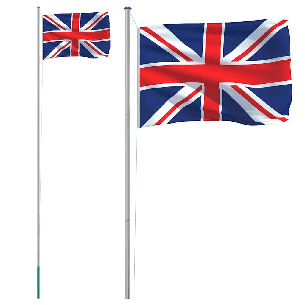 vidaXL Britisk flagg og stang 6,08 m aluminium