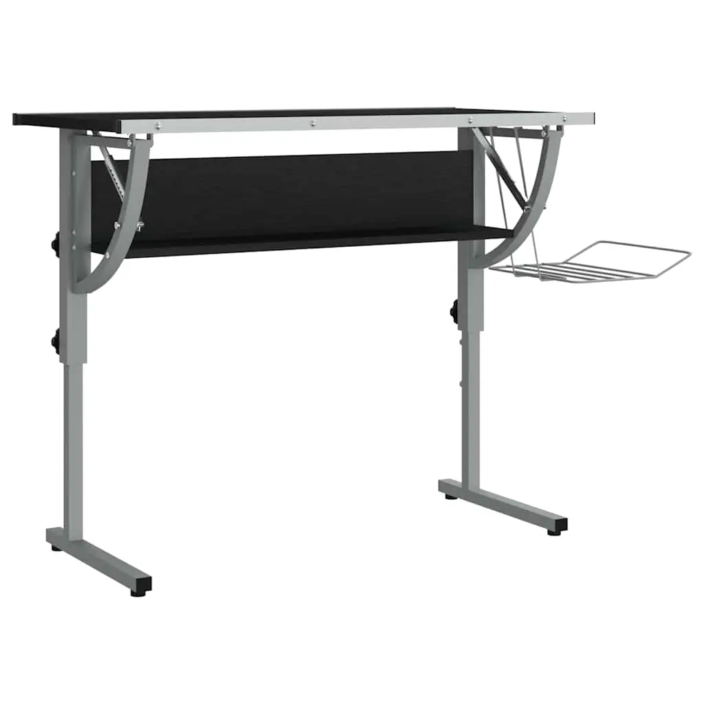 vidaXL Arbeidspult 110x53x(58-87) svart og grå konstruert tre og stål