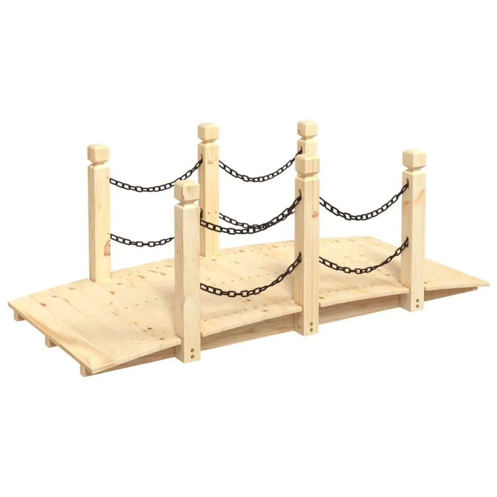 vidaXL Hagebro med kjettingrekkverk 150x67x56 cm heltre gran
