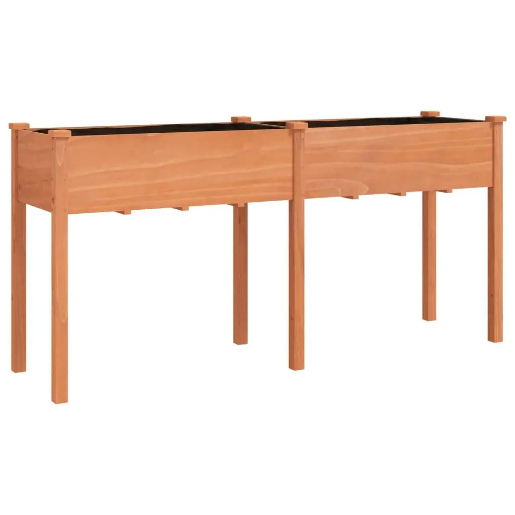 vidaXL Plantekasse med foring brun 161x45x76 cm heltre gran