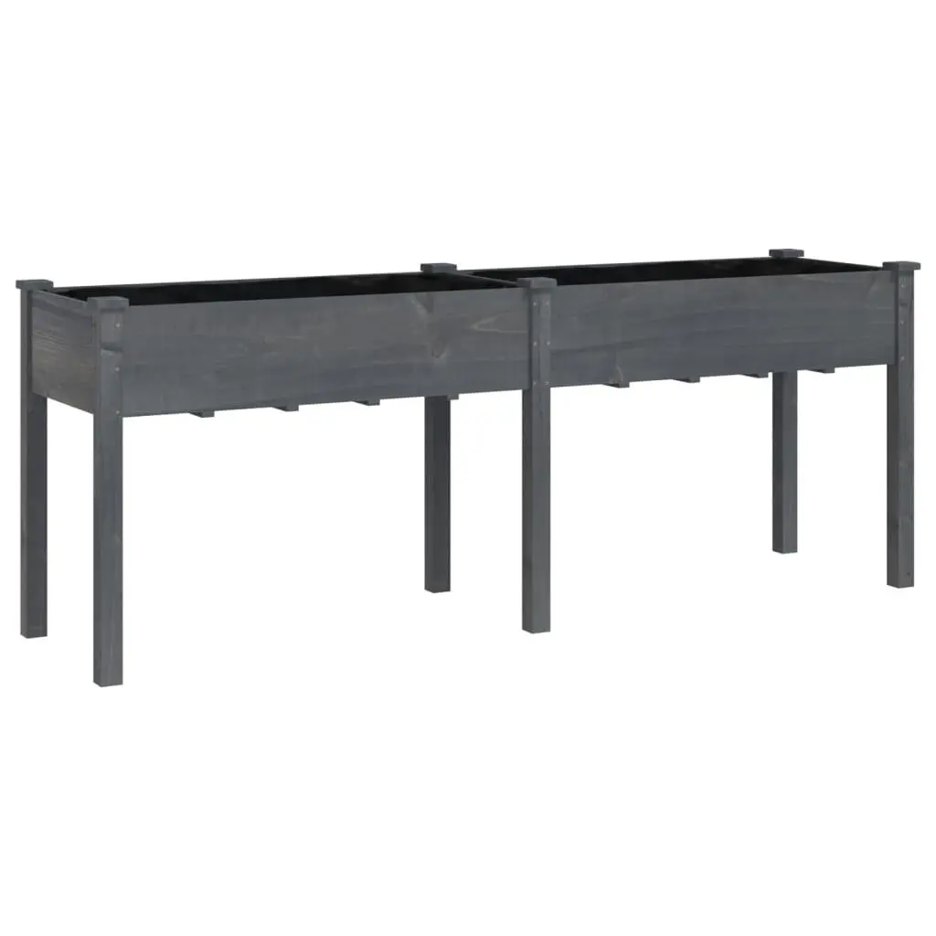 vidaXL Plantekasse med foring grå 203x53x76 cm heltre gran