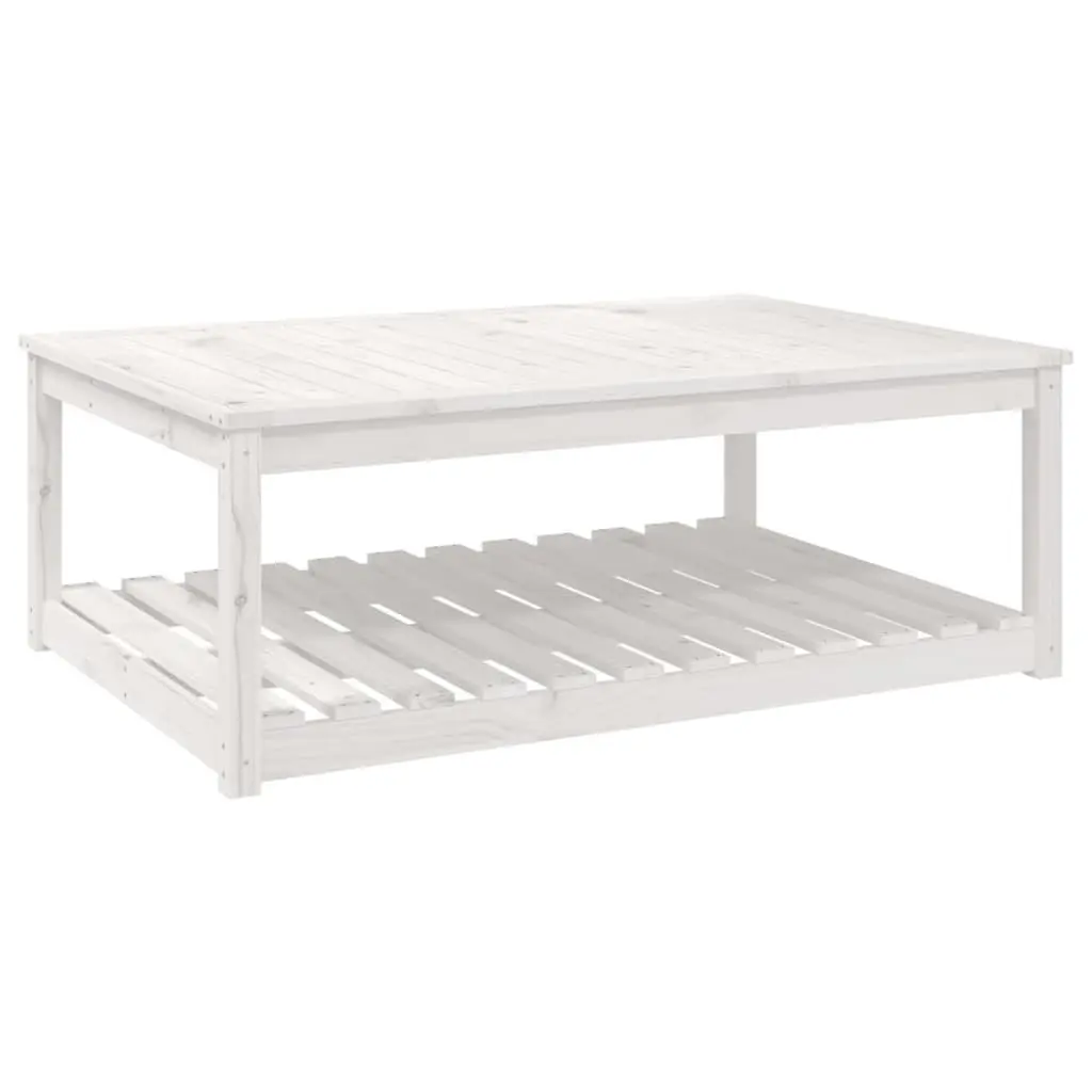 vidaXL Hagebord hvit 121x82,5x45 cm heltre furu