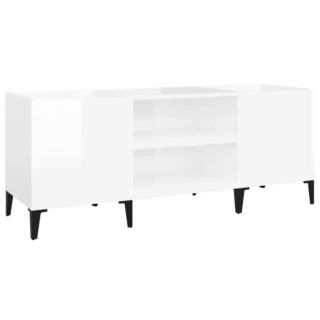 vidaXL Hifi-benk høyglans hvit 121x38x48 cm konstruert tre