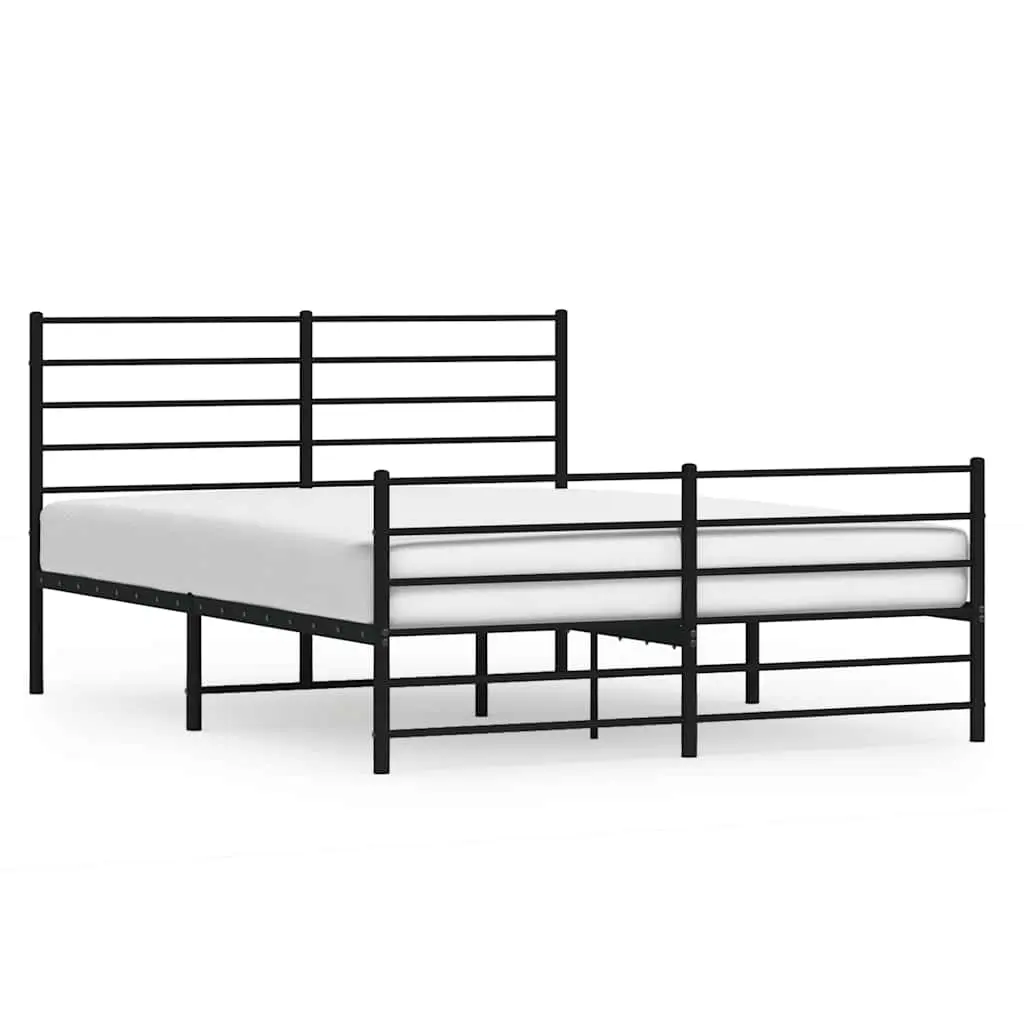 vidaXL Sengeramme med sengegavl og fotgavl svart metall 140x200 cm