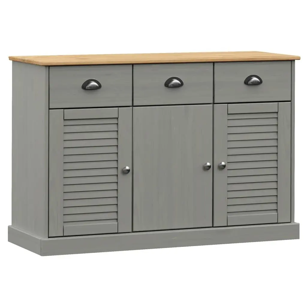 vidaXL Skjenk med skuffer VIGO 113x40x75 cm heltre furu