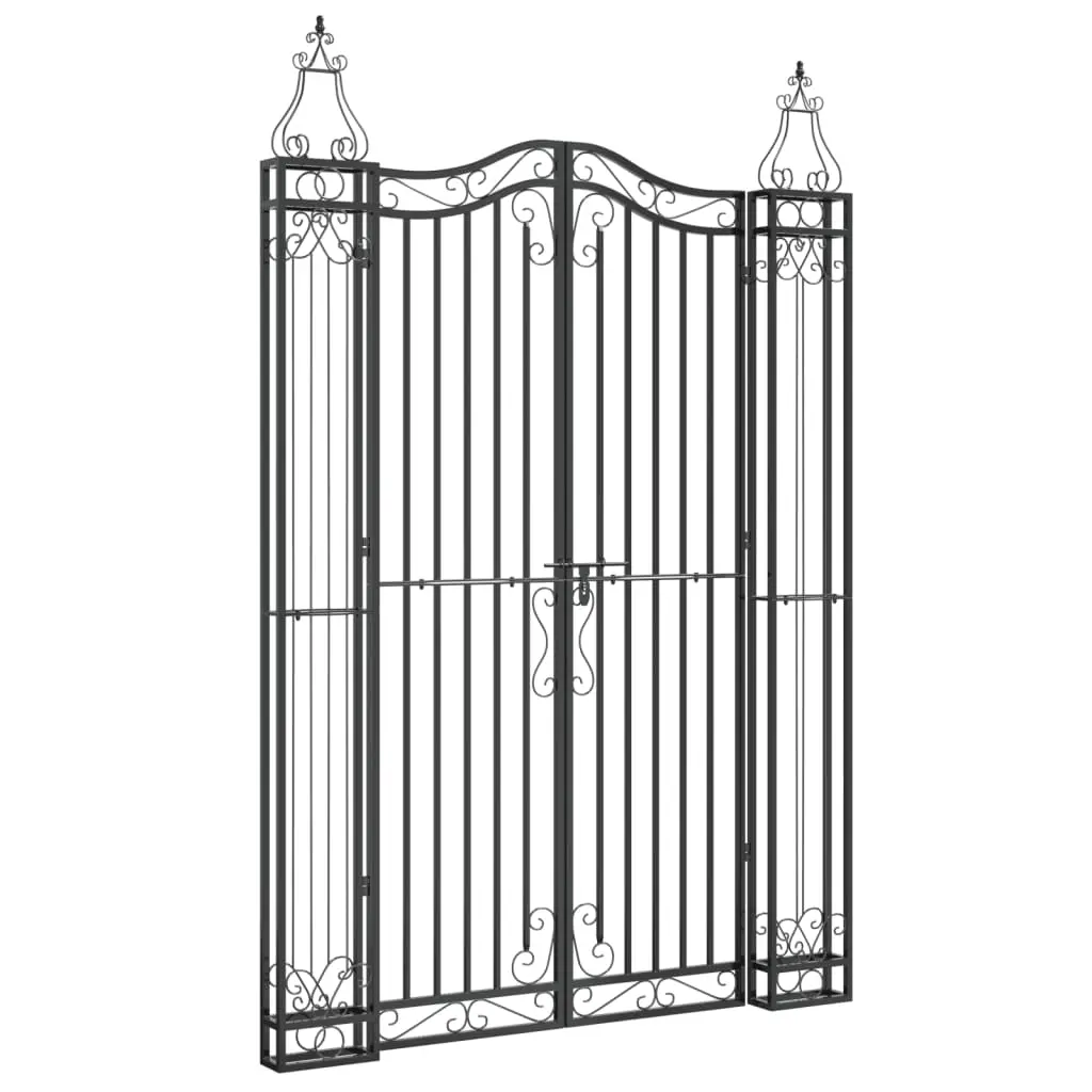 vidaXL Hageport svart 121x8x180 cm smijern