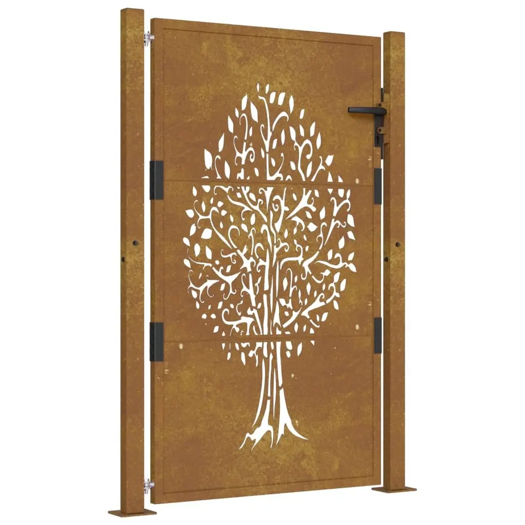 vidaXL Hageport 105x130 cm cortenstål tredesign