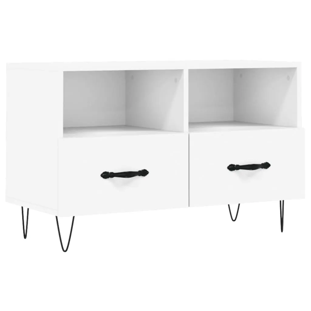 vidaXL TV-benk hvit 80x36x50 cm konstruert tre