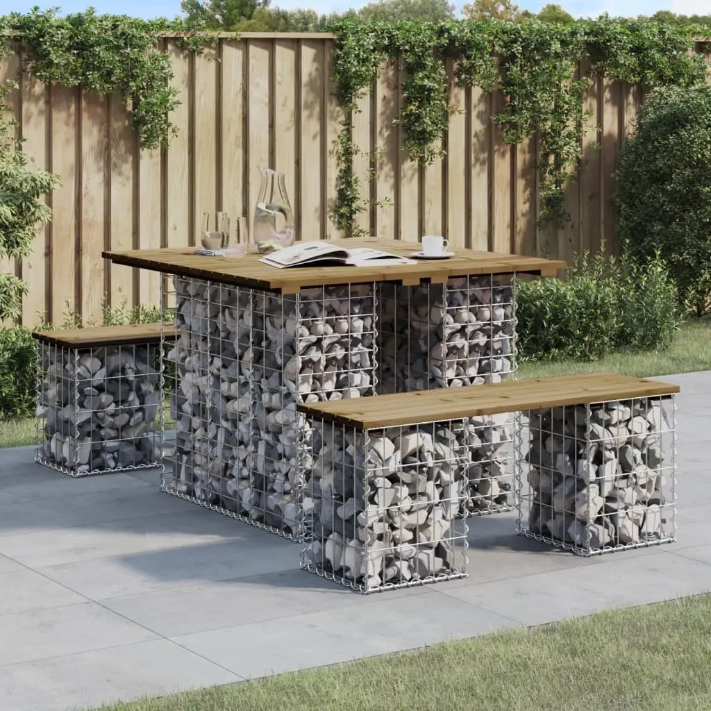 vidaXL Hagebord gabiondesign 100x102x72 cm impregnert furu