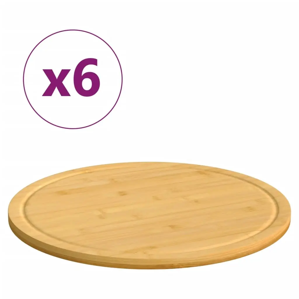 vidaXL Skjærebrett 6 stk Ø30x1,5 cm bambus