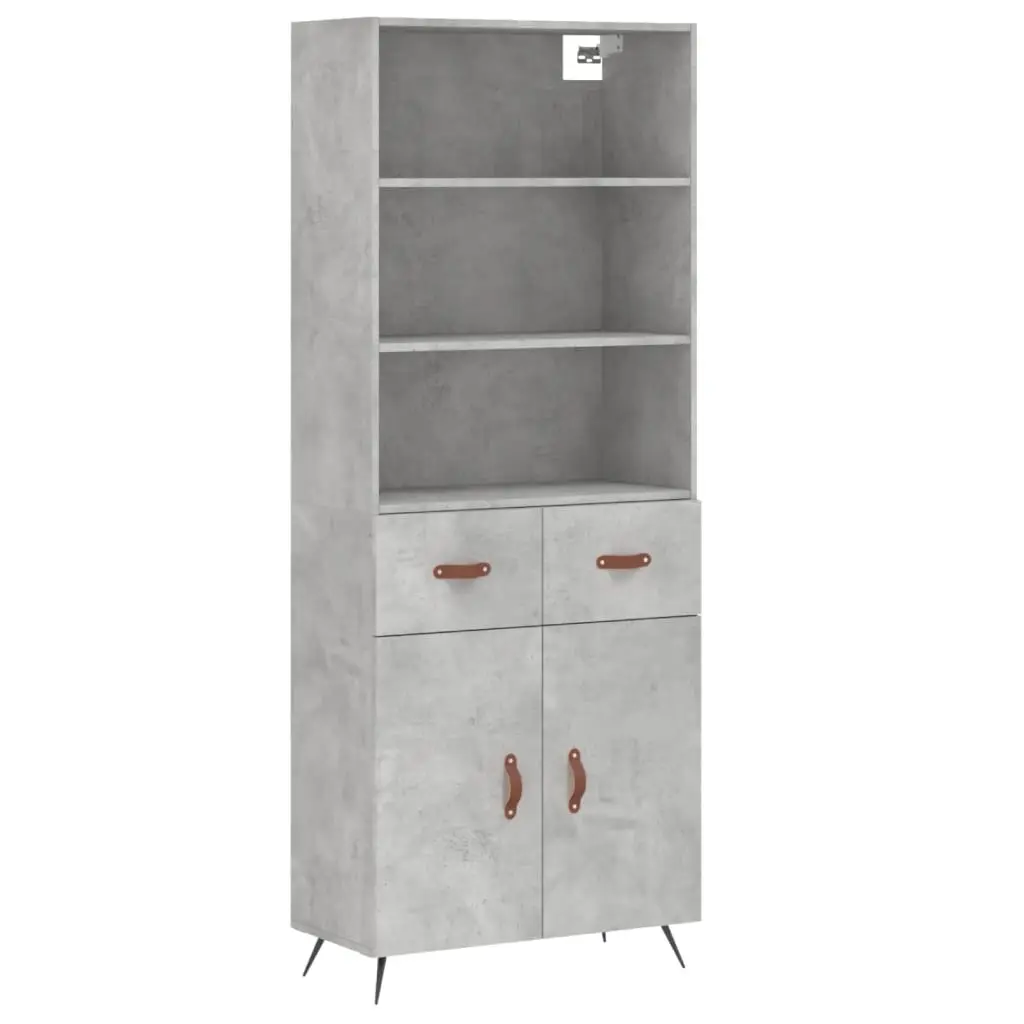 vidaXL Highboard betonggrå 69,5x34x180 cm konstruert tre