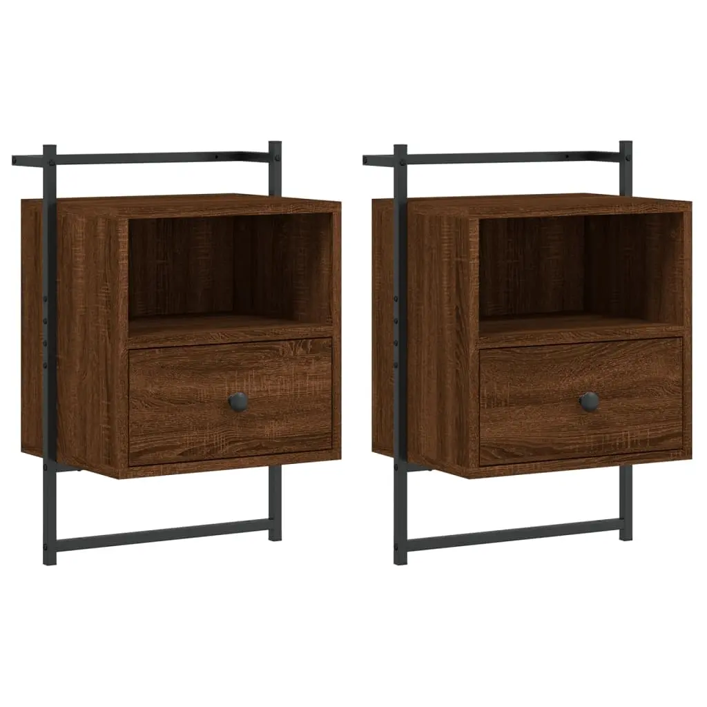 vidaXL Nattbord veggmontert 2 stk brun eik 40x30x61 cm konstruert tre