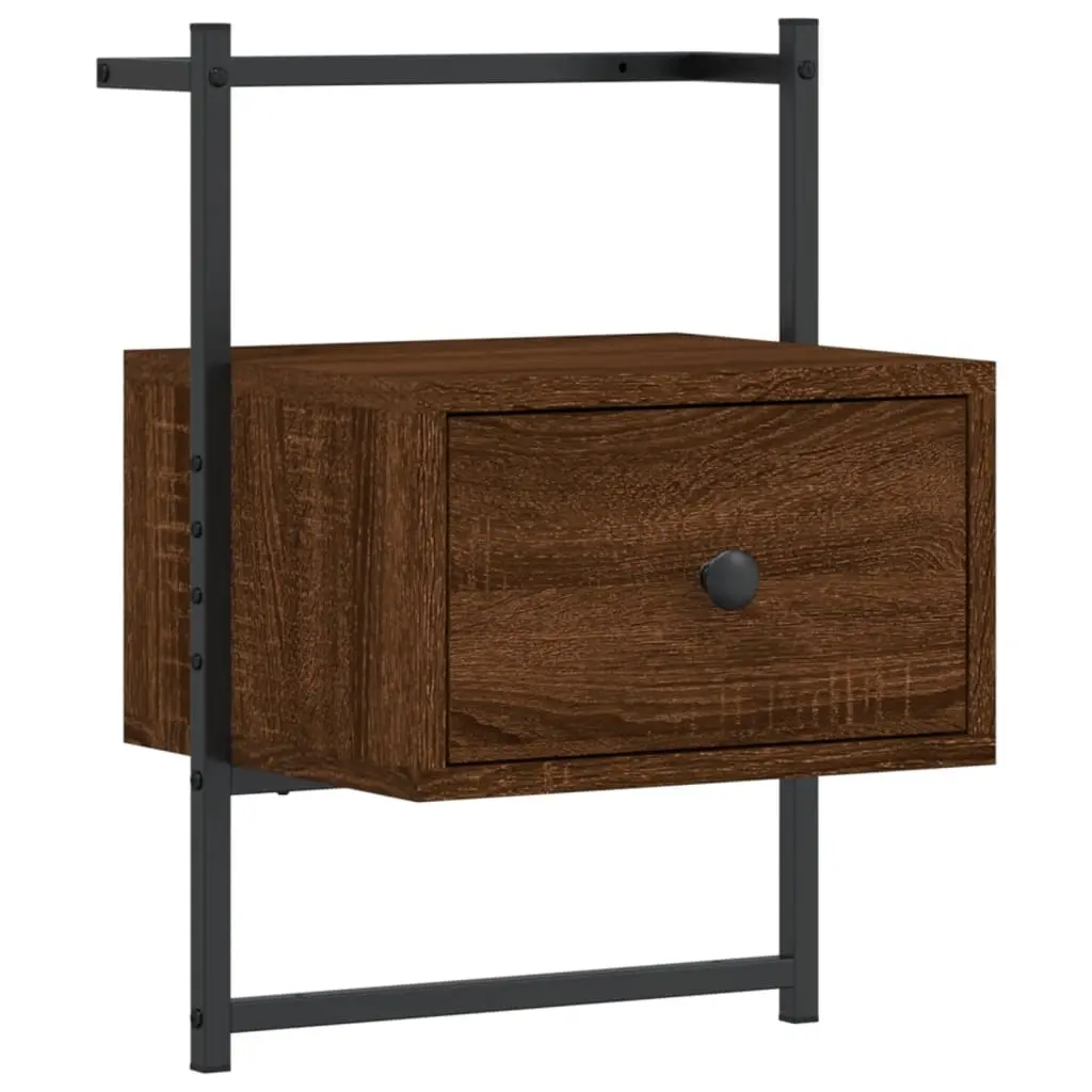 vidaXL Nattbord veggmontert brun eik 35x30x51 cm konstruert tre
