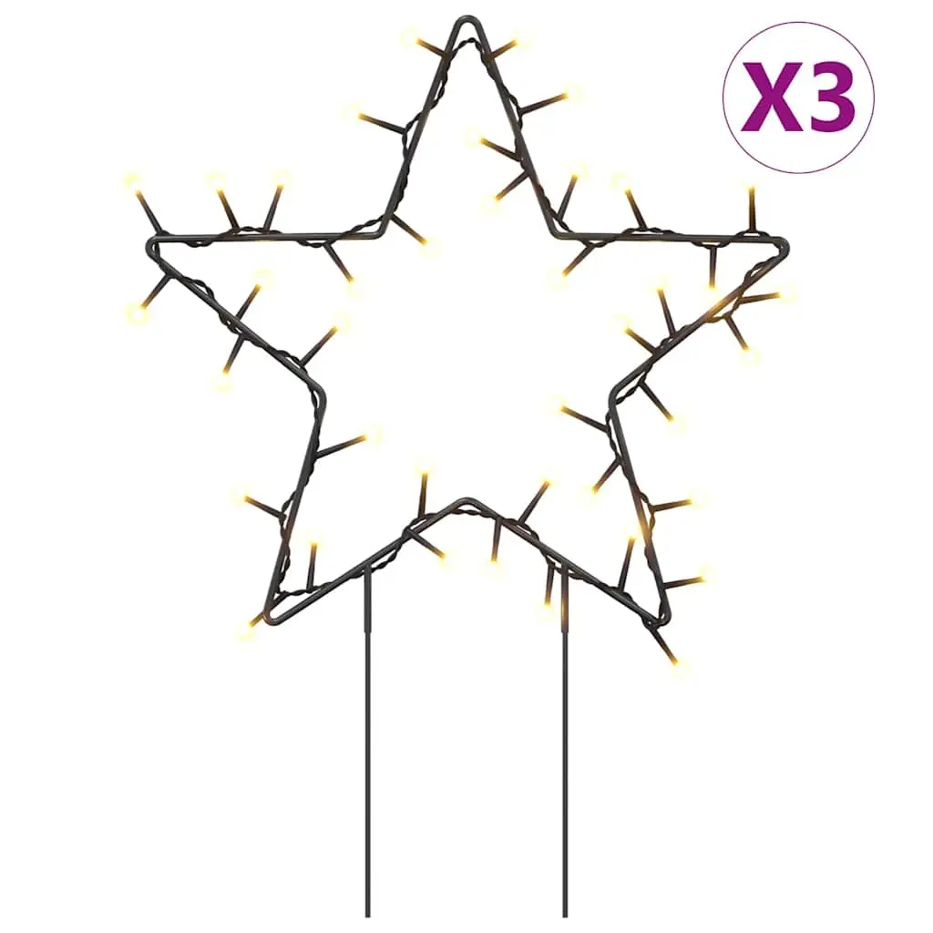 vidaXL Julelysdekorasjon med pigger 3 stjerner 50 LED 29 cm