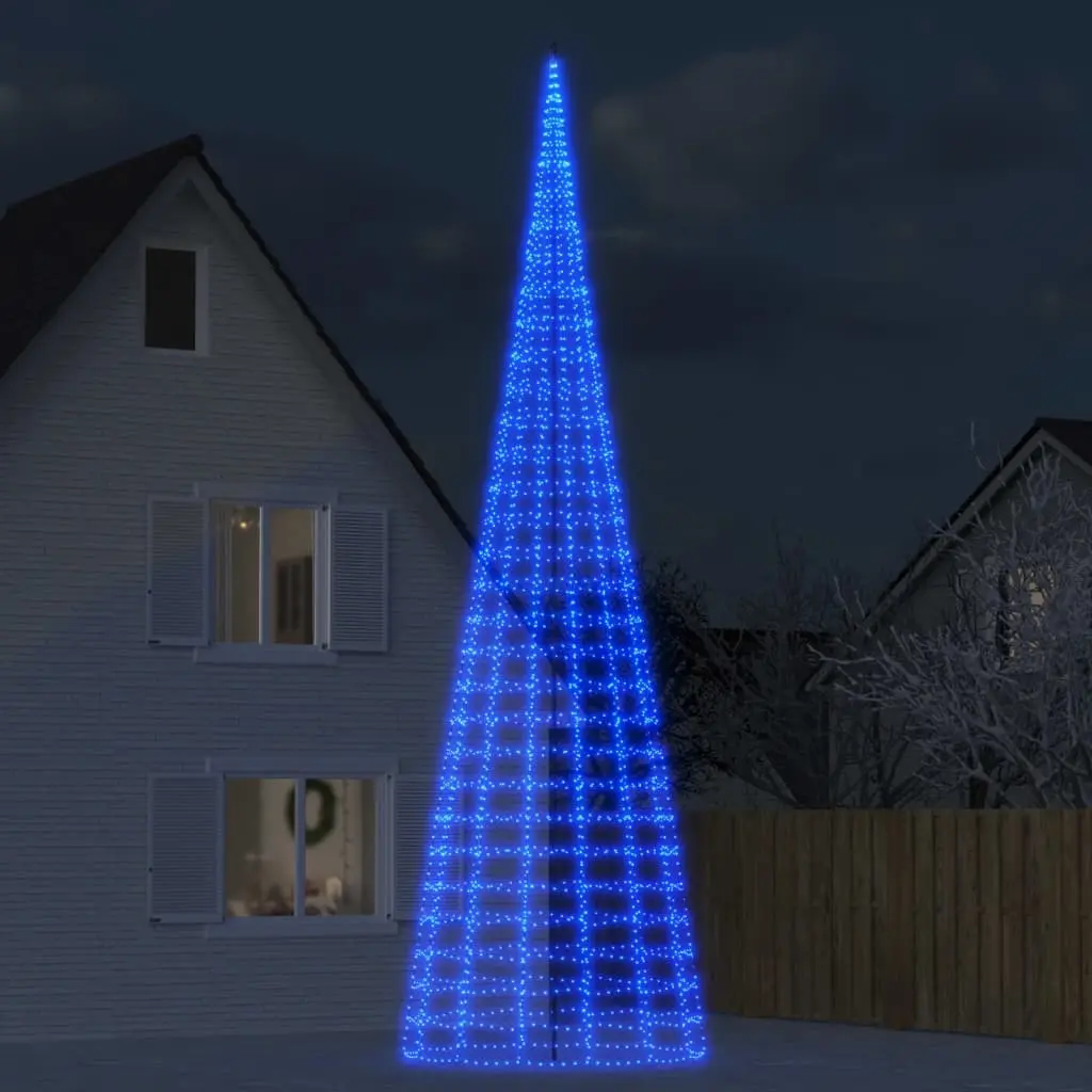 vidaXL LED Juletre på Flaggstang 3000 LEDs Blå 800 cm