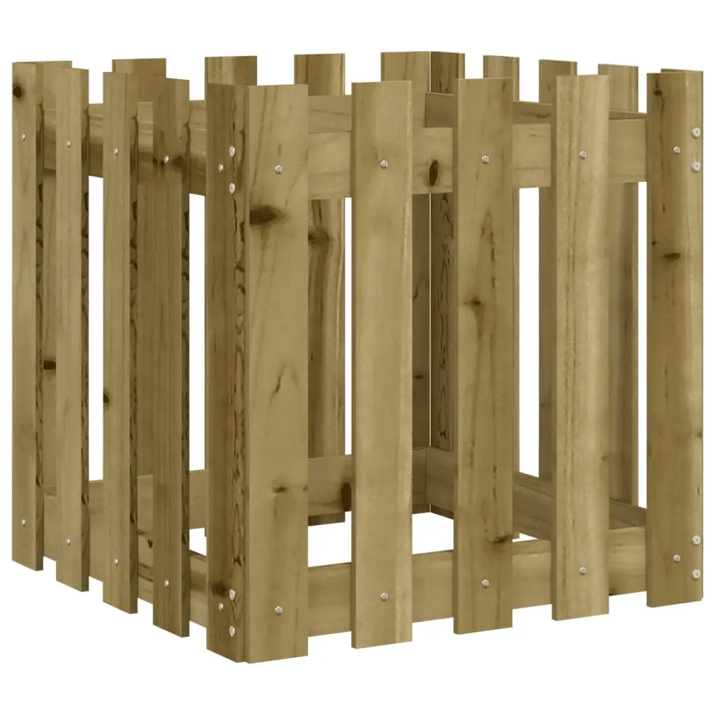 vidaXL Plantekasse med gjerdedesign 50x50x50 cm impregnert furu