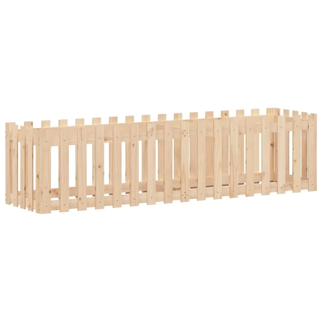 vidaXL Plantekasse med gjerdedesign 200x50x50 cm heltre furu