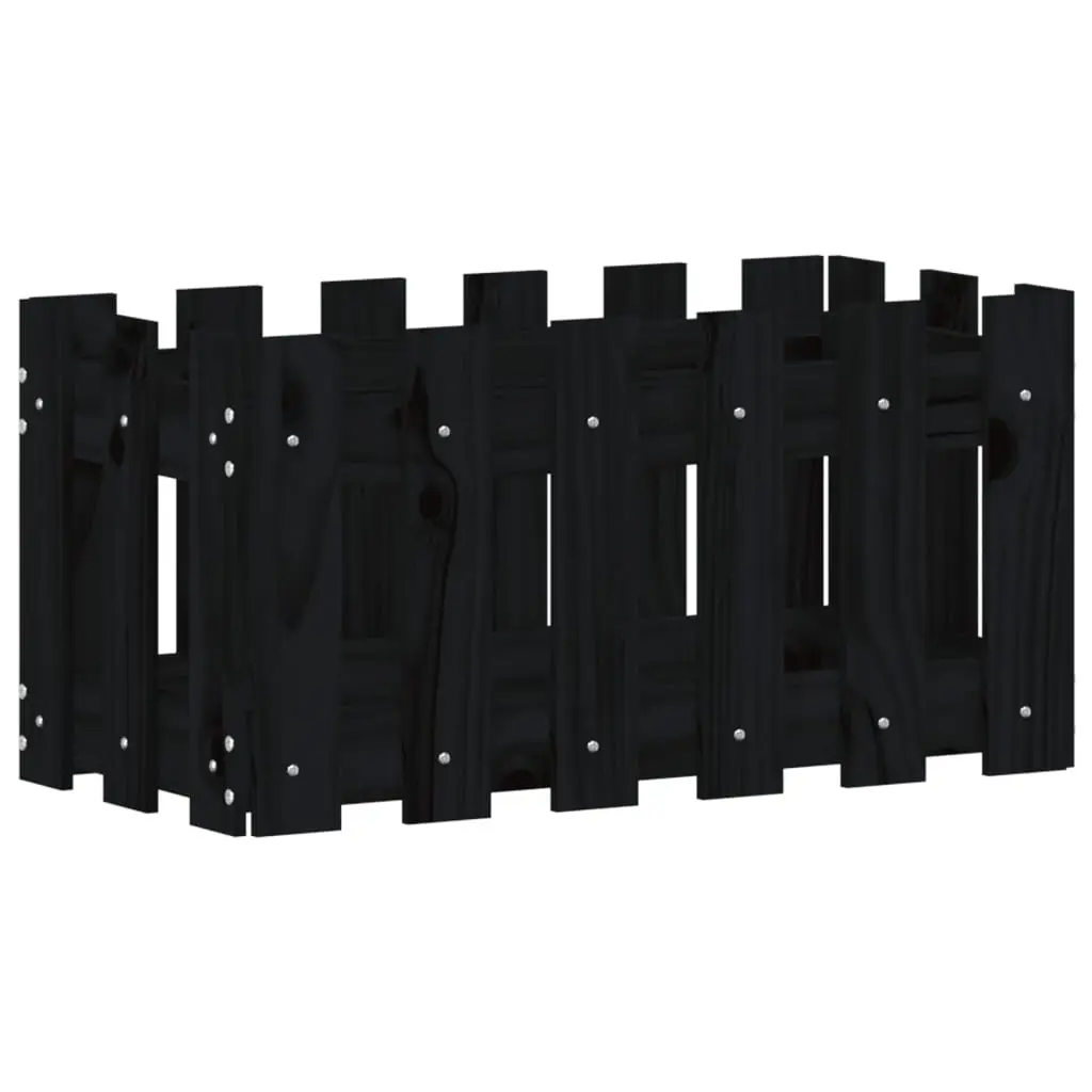 vidaXL Plantekasse med gjerdedesign svart 60x30x30 cm heltre furu