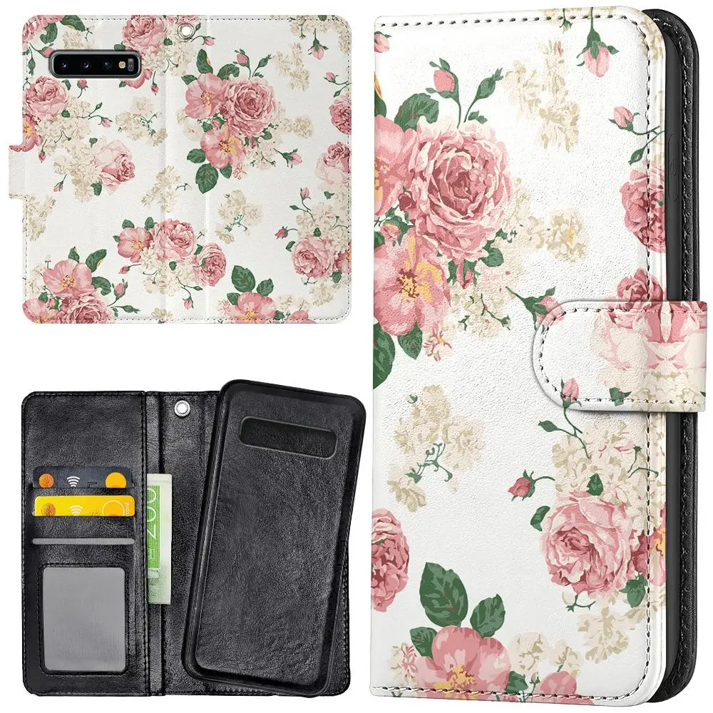Samsung Galaxy S10 Plus - Lommebok Deksel Retro Blomster