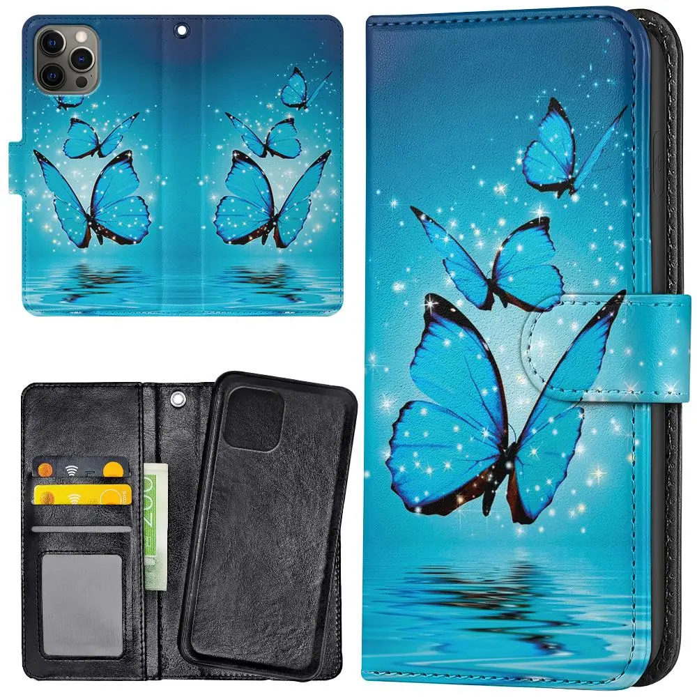 iPhone 14 Pro Max - Lommebok Deksel Glitrende Sommerfugler