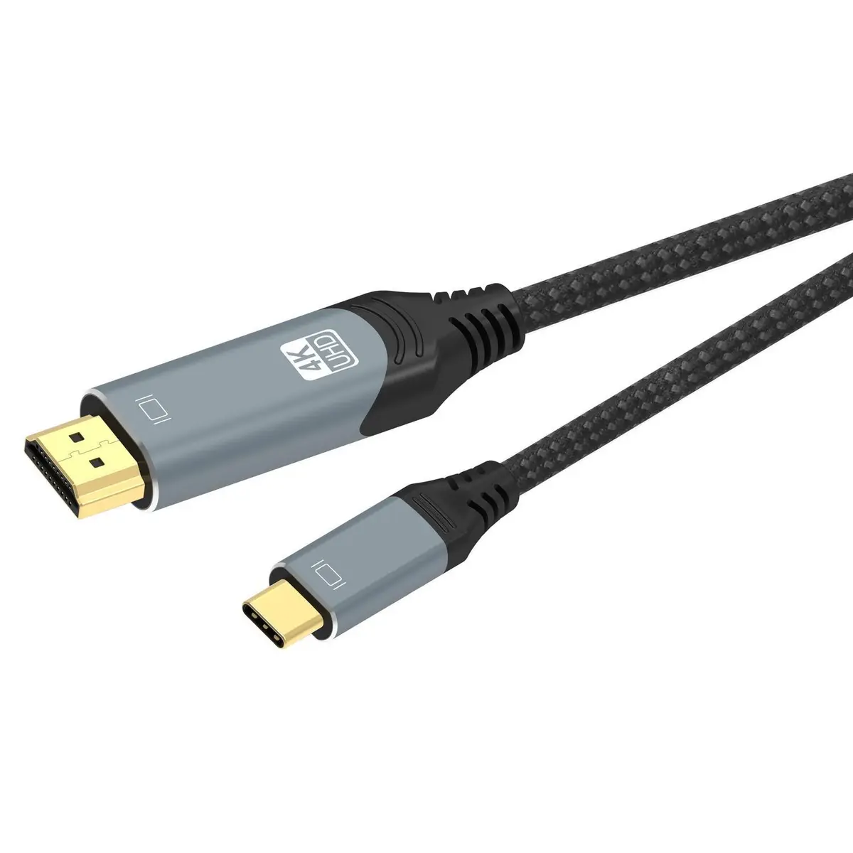 NÖRDIC 50cm USBC til HDMI 4K 60Hz Nylon Flettet Kabel Space Gråstøtte for HDCP1.4 og 2.2 Ren Kobber 99,99%