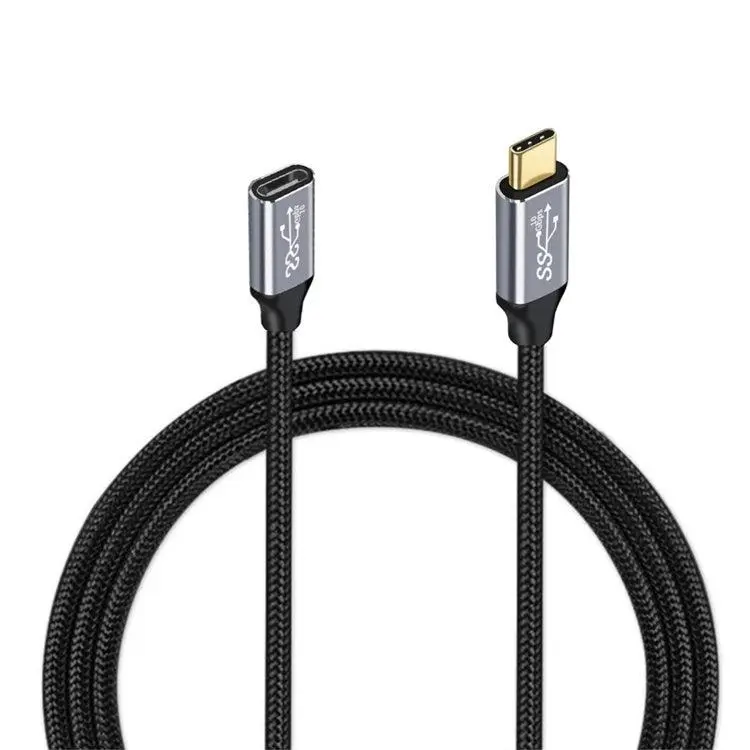 NÖRDIC 1m USB3.2 SuperSpeed USB 5Gbps USB-C til C skjøtekabel med strømforsyning 60W og 4K60Hz video