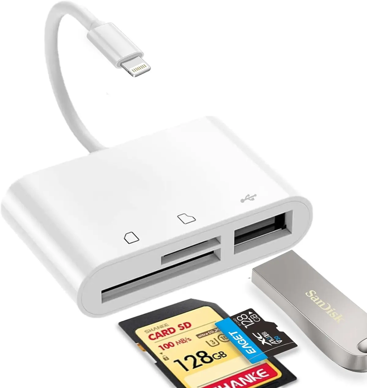NÖRDIC Lightning-kortleser 2 kortspor SD, MicroSD, 1xUSB-A 3.0 UHS-I