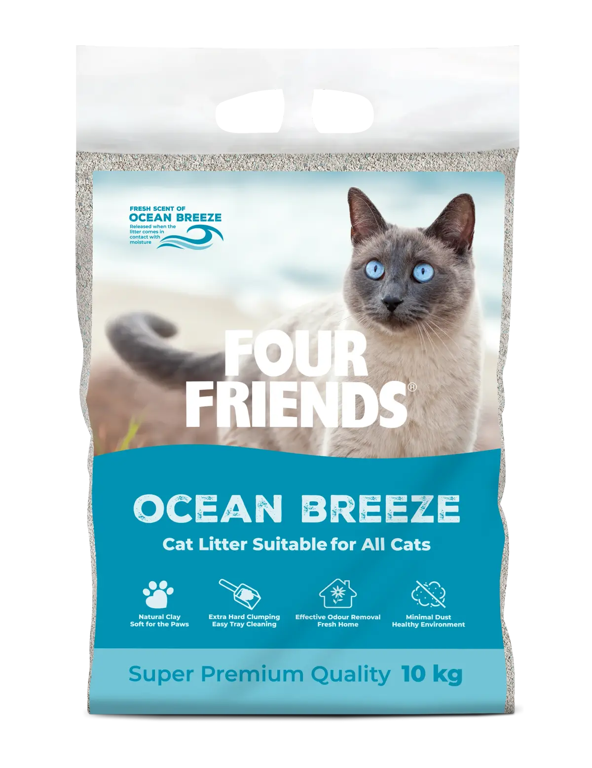 FourFriends Cat Litter Ocean Breeze 10 kg - Sjøbris