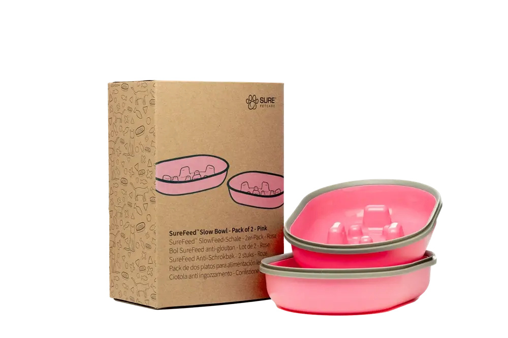 SureFeed Slow Bowl - Rosa 2-pakning