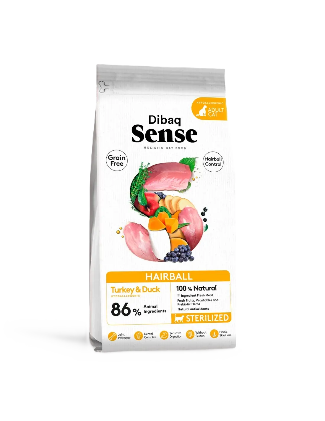 DIBAQ Sense Cat Grain Free Hairball Anka & Kalkon – spannmålsfritt kattfoder