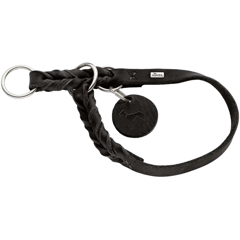 Hunter Hundhalsband Ställbart Solid Education Halvstryp Svart