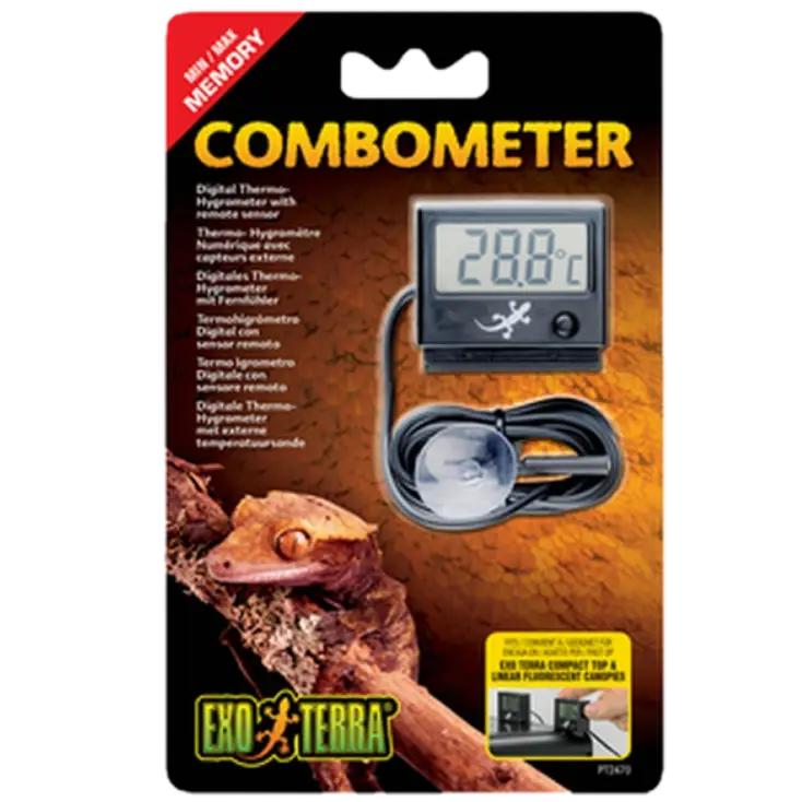 Exo Terra Thermo-Hygro Combometer - Digitalt termometer og hygrometer, svart 4,5 cm