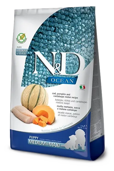 Farmina Dog N&D Ocean Cod, Pumpkin & Cantaloupe Melon Puppy Medium & Maxi 12 kg