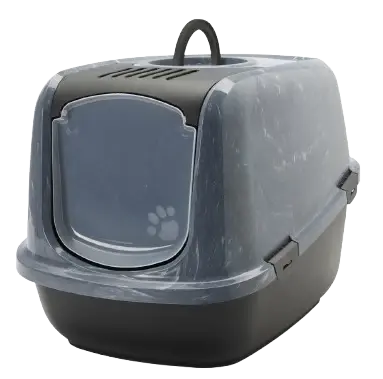 Savic Katteboks Nestor Jumbo Marble med tak, 66,5x48,5x46,5cm, Grå/Svart