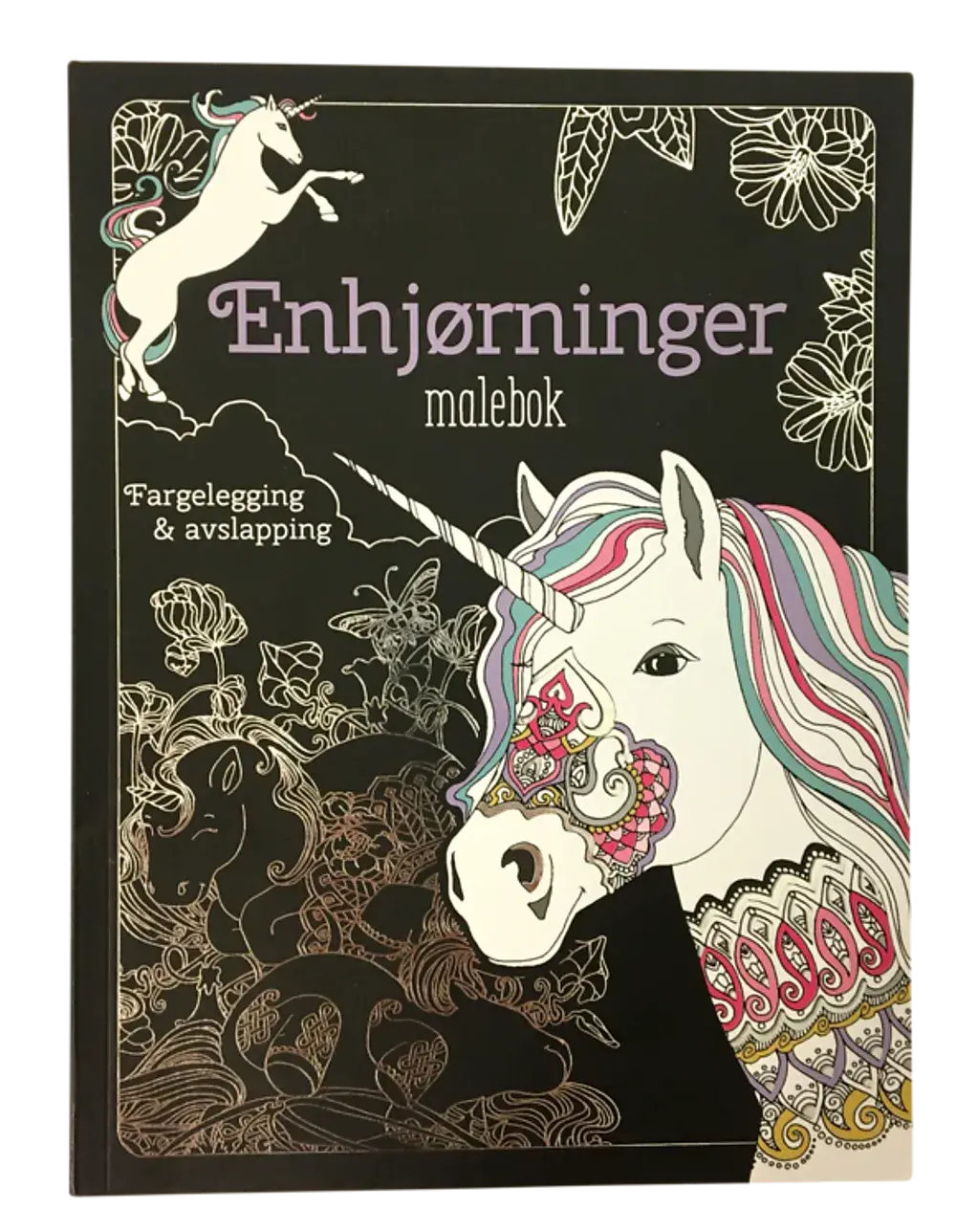 Malebok enhjørninger svart