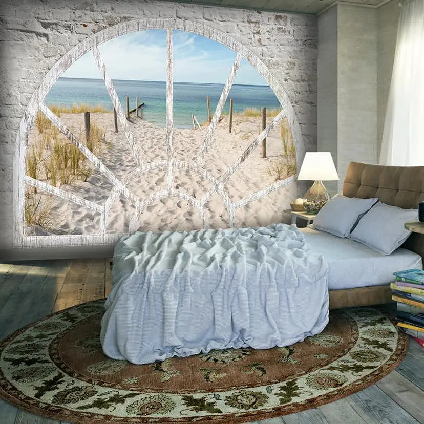 Fototapet Arkiio Självhäftande Window View Beach