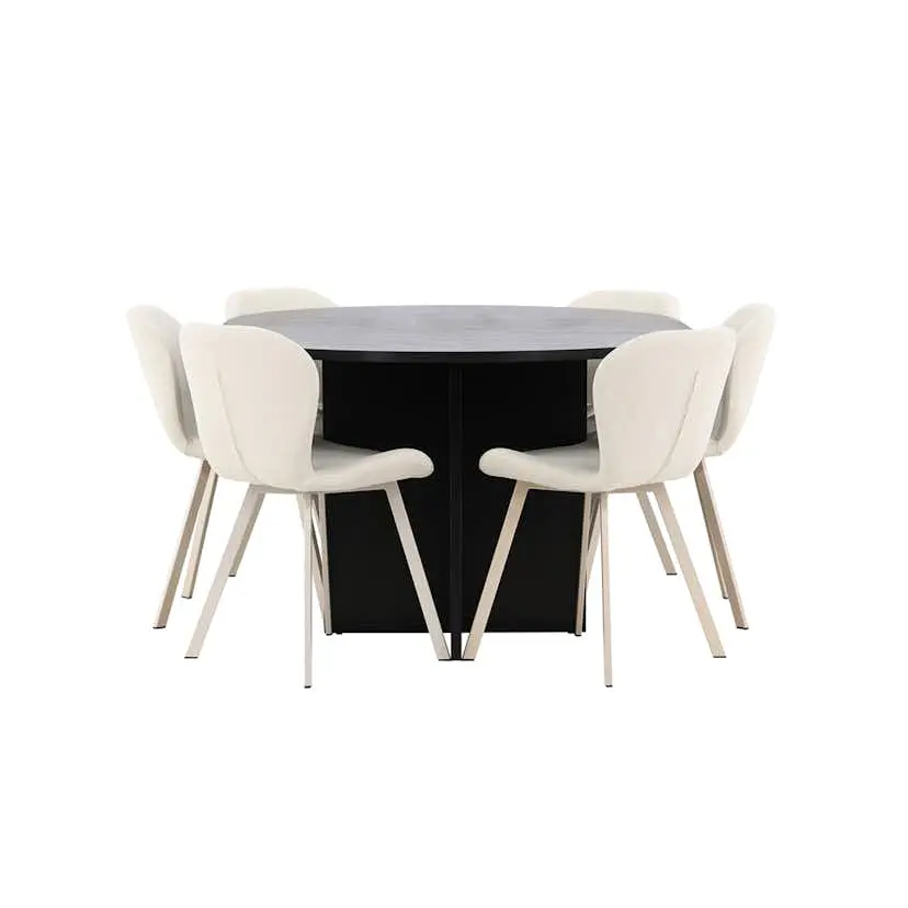 Spisegruppe Venture Home Strada Ø120 cm med 6st Lilja Spisestoler